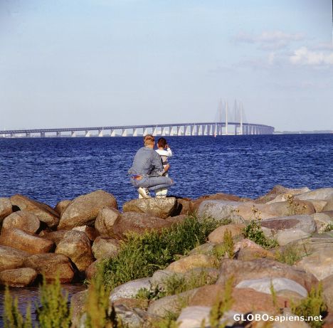 Postcard the bridge between Denmark and Sweden