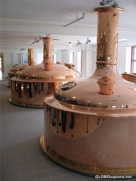 Postcard copper pans for beer brewing