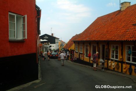 Postcard Gudhjem (DK) - one of the main streets