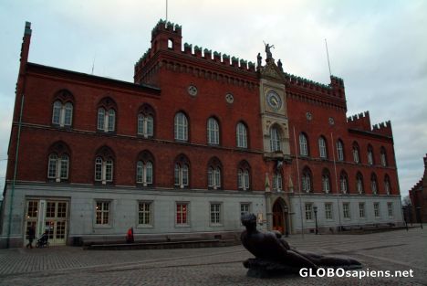 Postcard Odense - town hall