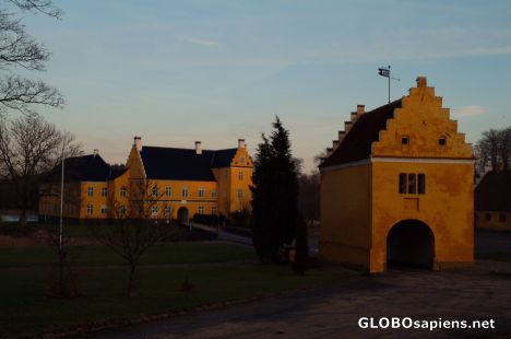 Postcard Funen - a yellow manor house