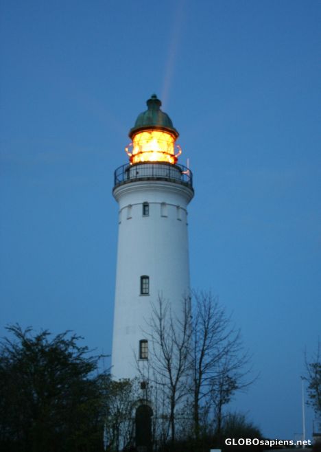 Postcard Stevns lighthouse in dusk