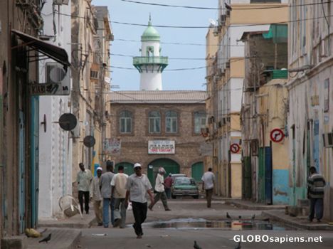 Postcard Djibouti street scene.