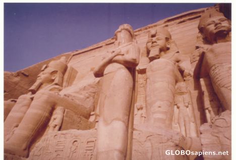 Postcard Pharaon Ramses II. Abu Simbel. End of our journey