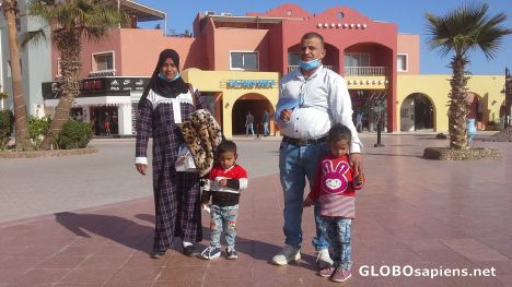 Postcard Egyptian family