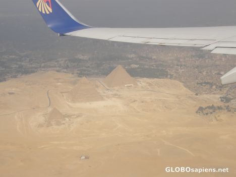 Postcard Egyptian Pyramids from the plane