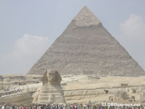 Postcard Sphinx and Kefren pyramid behind