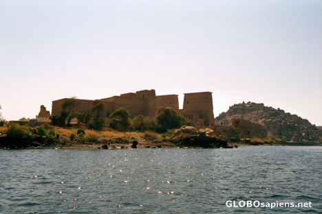 Postcard Aswan - the Temple of Philae from the Nile