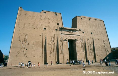Postcard Edfu - the front of the Temple of Horus