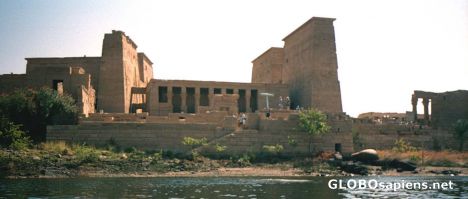 Postcard Philae temple as seen from the Nile