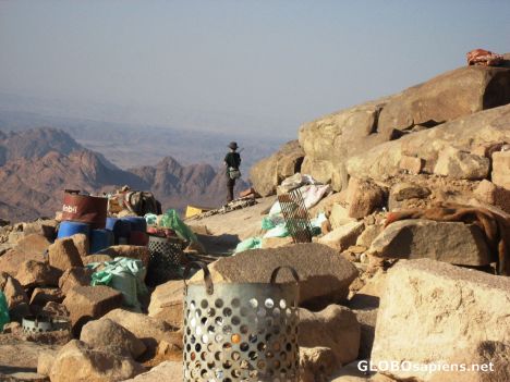 Postcard Top of Mt. Sinai-John looks out beyond trash
