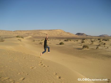 Postcard Jumping in the dunes-Admit it! You would do it too