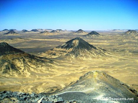 Postcard Vulcanic Hills speckle the Black Desert
