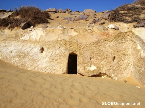 Postcard Pharohnic Cave in the desert