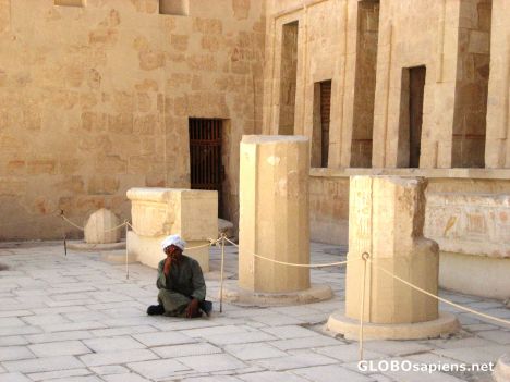 Postcard Hatshepsut's Courtyard-Sleeping on the Job!