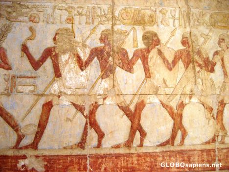 Postcard Temple of Hatshepsut - Warriors prepare for battle
