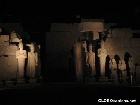 Postcard Karnak Temple - Colossus of Ramses II at night