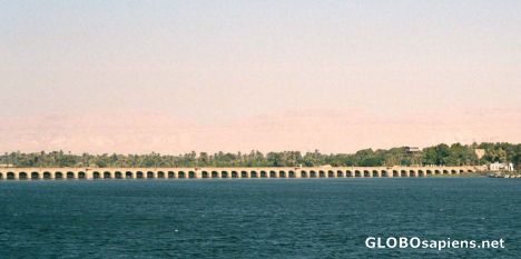 Postcard Bridge dam on the Nile at Esna
