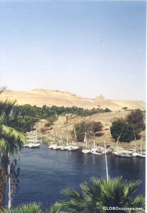 Postcard Aswan, next to Nile river