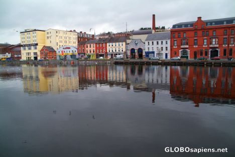 Postcard Cork - small warehouses reflected