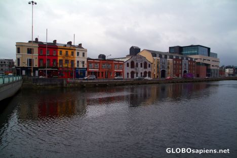 Postcard Cork - river in the centre