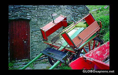 Postcard Old farmers carts, Glencolumbkille