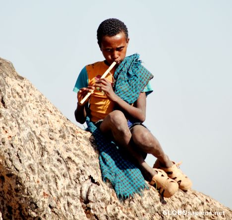 Postcard The flute player from Bahir Dar