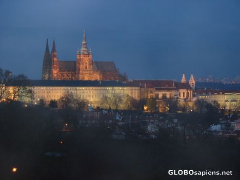 Postcard Praha-castle by night