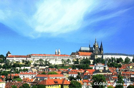 Postcard Prague's city skyline and St. Vitus Cathedral