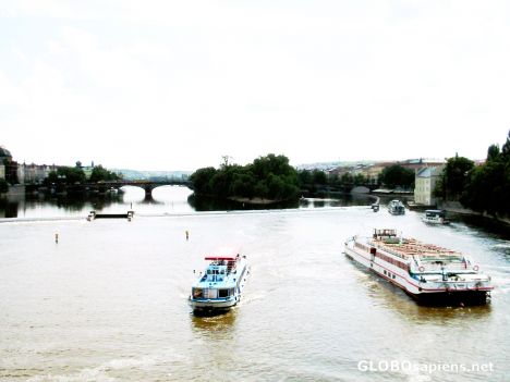 Postcard Boats on Vltava River