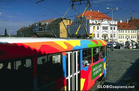 Postcard Colorful trams in Prague