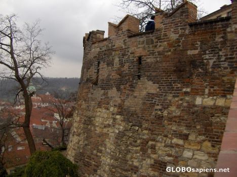 Postcard Rugged stone-walls on Prague Castle