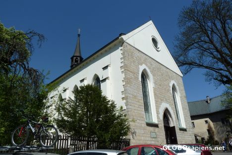 Postcard Hruba Skala - church of Saint Joseph