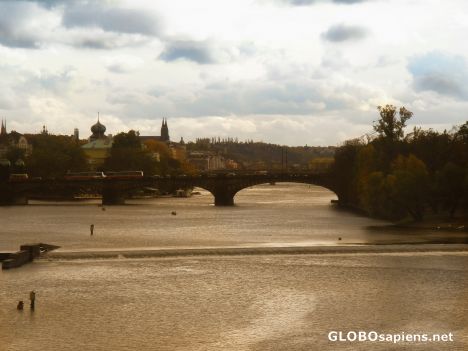 Postcard late afternoon impressions at moldau river