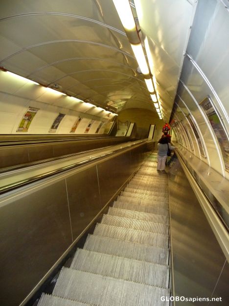 Postcard Metro escalators -