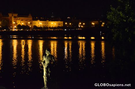 Postcard Prague (CZ) - the Vltava river at night