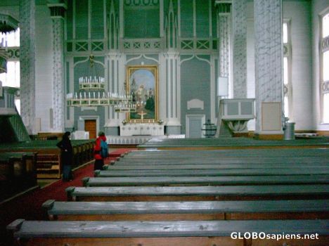 Postcard Wooden church interior