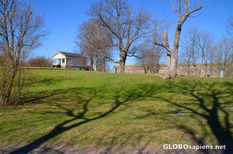 Postcard Helsinki (FI) - tree shadows on a fortress's park