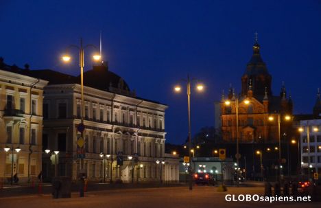 Postcard Helsinki (FI) - the Market Square at night