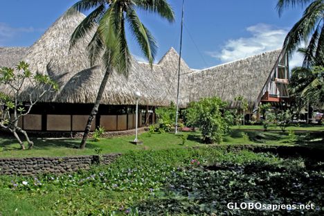 Postcard Faa'a Town Hall, a genuine Tahitian village