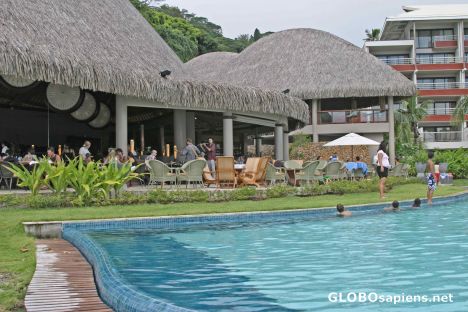 Postcard Radisson Hotel:  swimming-pool and restaurant