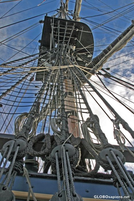 Postcard James Cook\'s Endeavour replica at Papeete