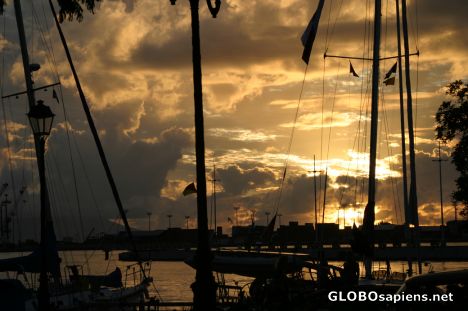Postcard Papeete Harbor: Sunset clouds