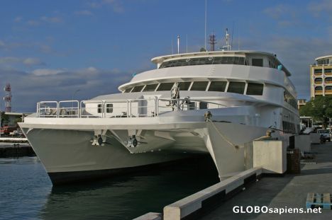 Postcard Papeete Harbor: Haumana Catamaran cruise ship