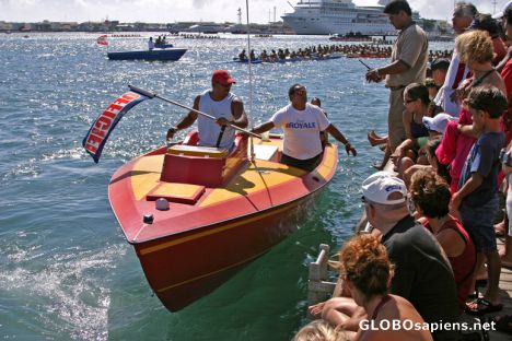 Postcard Papeete July canoe races