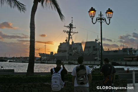 Postcard Papeete : US Destroyer Mustin