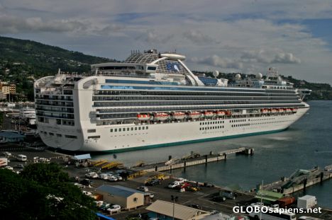 Postcard Diamond Princess docked at Papeete Harbour