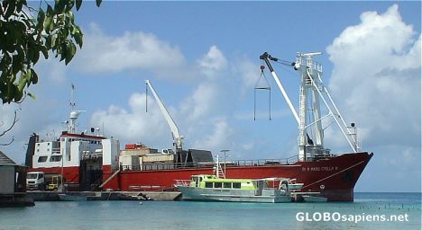 Postcard Supply ship on Tuamotu