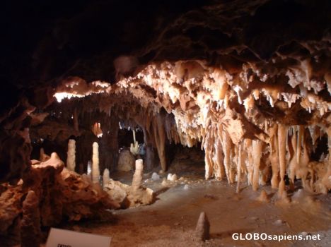 Postcard stalagtiet and stalagmiet