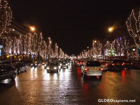 Postcard Champs Elysee at Night, Paris